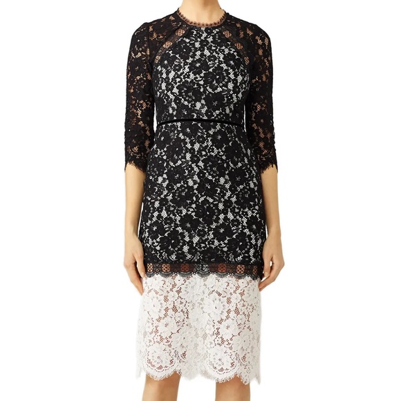 Alexis Dresses & Skirts - Alexis Black and White Lace Midi Dress Size XS Sheer ~ Designer!